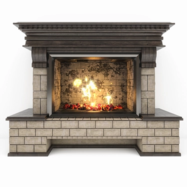 Rustic Country Fireplace 3D model image 1 