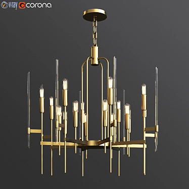 Sleek Brass and Glass Bari Chandelier 3D model image 1 