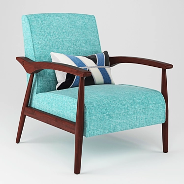 Carson Carrington Blue Armchair: Stylish Mid-Century Design 3D model image 1 
