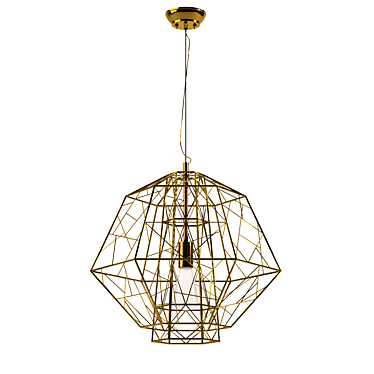 Geometric Gold Pendant: Contemporary Glam in Metal 3D model image 1 