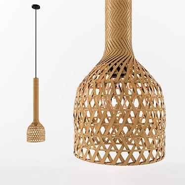 Natural Rattan Ceiling Lamp 3D model image 1 