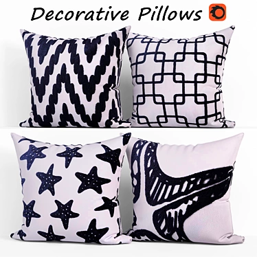 Set of 4 Decorative Pillows | Phantoscope Collection 3D model image 1 