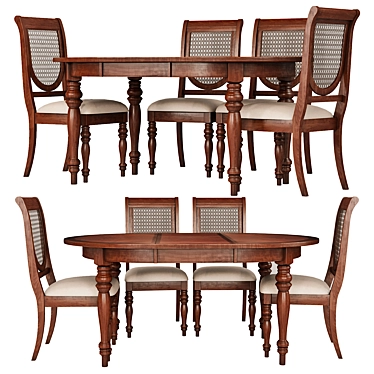 Elegant Victoria Tobacco Dining Set 3D model image 1 