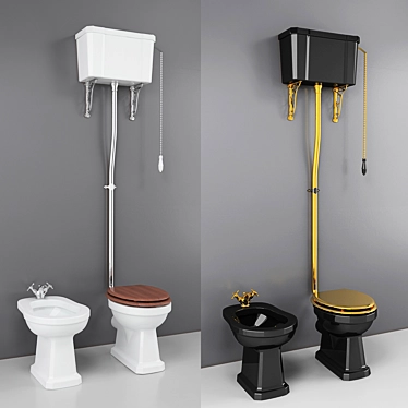 Luxury WC & Bidet Set 3D model image 1 