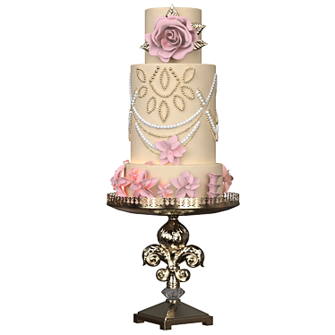 Elegant Bliss Wedding Cake 3D model image 1 