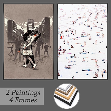 Artistic Wall Set: Paintings and Frames 3D model image 1 