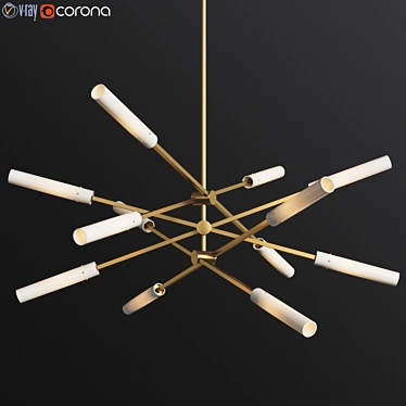 Modern Brass Flute LED Chandelier 3D model image 1 