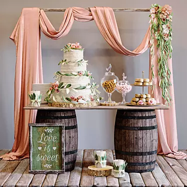 Rustic wedding style sweet table