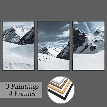 Elegant Wall Painting Set 3D model image 1 