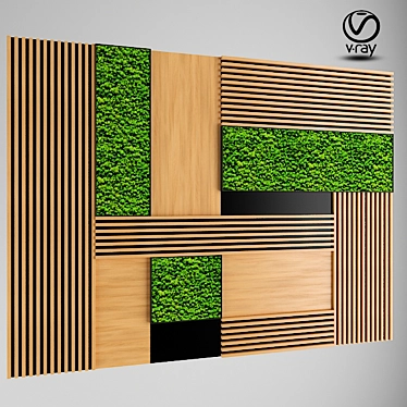 Wood and Moss Wall Panel 3D model image 1 