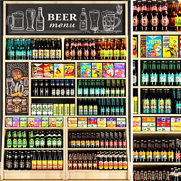 Supermarket Shelf: Beer, Cider & Cereal! 3D model image 1 