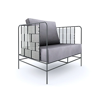Elegant Metal Outdoor Armchair 3D model image 1 
