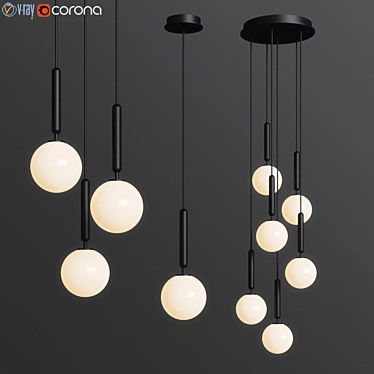 Sleek Brass Pendant & Chandelier Light 3D model image 1 