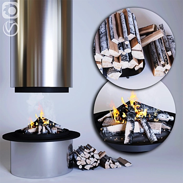 Modern Stylish Island Fireplace 3D model image 1 