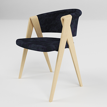 Wooden Velvet Counter Chair 3D model image 1 