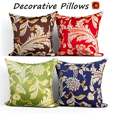 Elegant Decorative Pillow Set 3D model image 1 