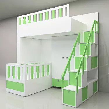 Multipurpose Children Bed - Save Space 3D model image 1 