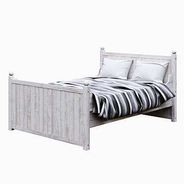 Rustic Hurdal Bed Frame 3D model image 1 