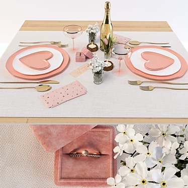 Title: Love's Proposal: Romantic Restaurant Table for Two 3D model image 1 