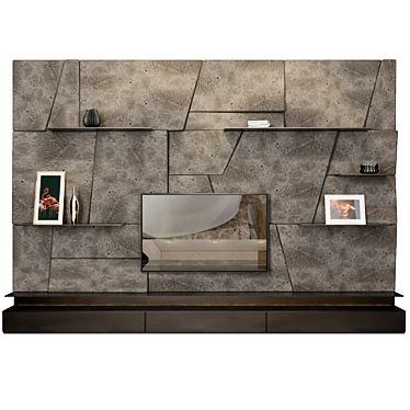 Modern TV Stand with 2 Shelves 3D model image 1 