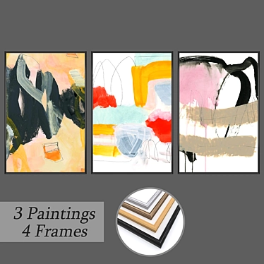 Artistic Framed Wall Painting Set 3D model image 1 