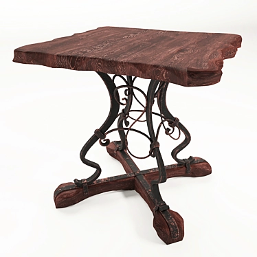 Forged Oak Table: Unique Design 3D model image 1 