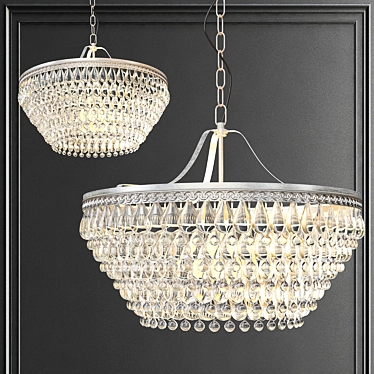 Petite Round Chandelier with Glass Drops 3D model image 1 