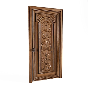  Rustic Oak Wood Door 3D model image 1 