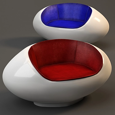 Sleek Swivel Pastil Chair - Fiberglass and Leather 3D model image 1 