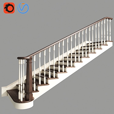 Modern Steel Staircase Design 3D model image 1 