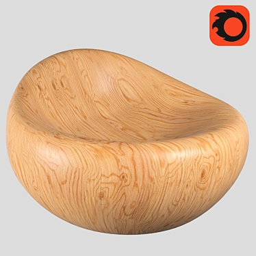 Handcrafted Cedar Armchair 3D model image 1 
