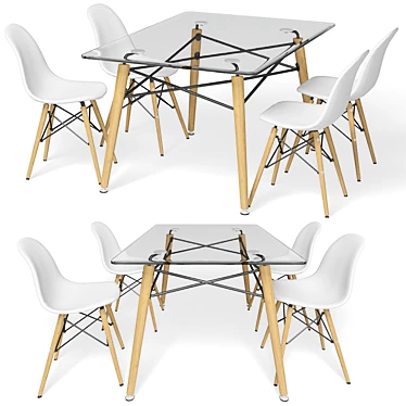 Modern Eames DSW Table & Chair Set 3D model image 1 
