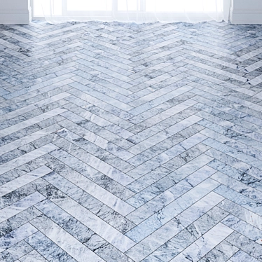 Blue Marble Floor Tiles: Chevron & Herringbone 3D model image 1 