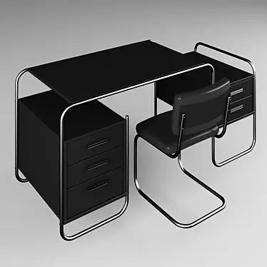 Title: Thonet Chrome Office Table 3D model image 1 