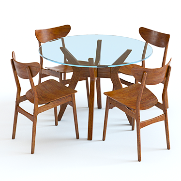 West Elm Wren Jensen Table & Chairs Set 3D model image 1 