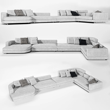 Elegant Alexander Collection Sofa 3D model image 1 
