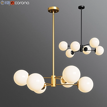 Bellago Brass Glass 6-Light Chandelier 3D model image 1 