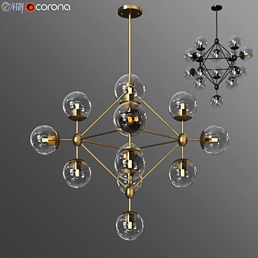 Modern Brass Sputnik Chandelier 3D model image 1 