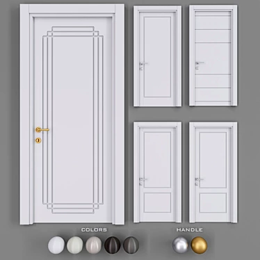 Italon Uno Door Set: 5 Colors, 2 Handle Options 3D model image 1 