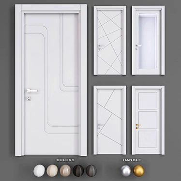 Italon Uno 5-Color Door Set 3D model image 1 