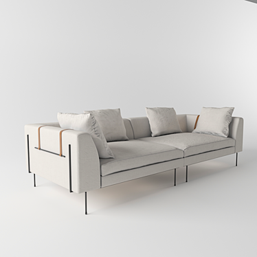 Industrial Steel Bronson Sofa 3D model image 1 