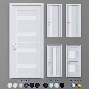 UNILACK U-Series Doors: 6 Colors, 4 Glass Options, 2 Handle Choices 3D model image 1 