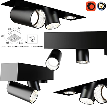 Delta Light SPLITBOX: Swivel Spot Recessed Lamp 3D model image 1 