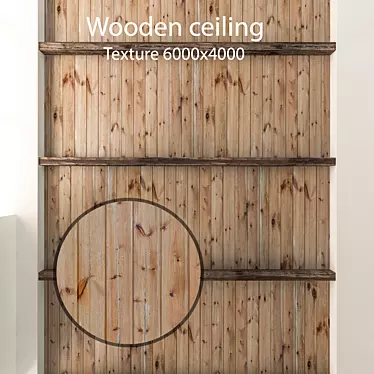 Rustic Wooden Ceiling with Beams 3D model image 1 