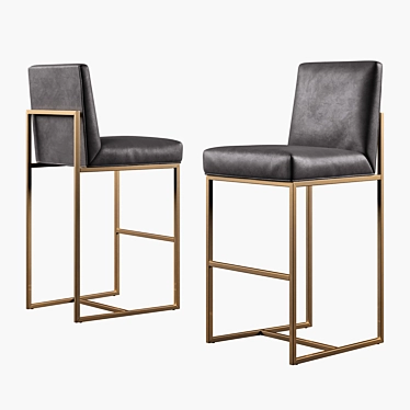 Modern Grant Leather Bar Stool 3D model image 1 