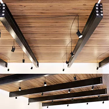 Title: Elegant Wood-Clad Metal Ceiling 3D model image 1 