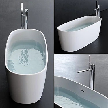 Elegant Oval Loop Bathtub - A Luxurious Addition 3D model image 1 