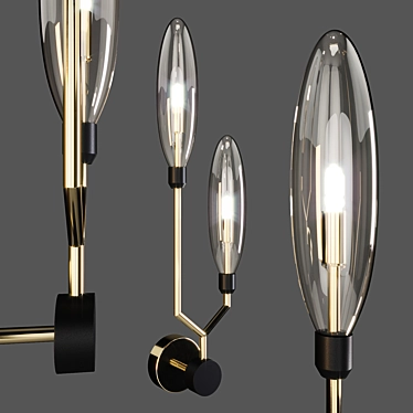 Maytoni Ventura Wall Lamp: Amber Glass Shades (MOD012-WL-02-G) 3D model image 1 