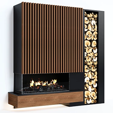 Sleek Fire Element: Modern Fireplace 3D model image 1 