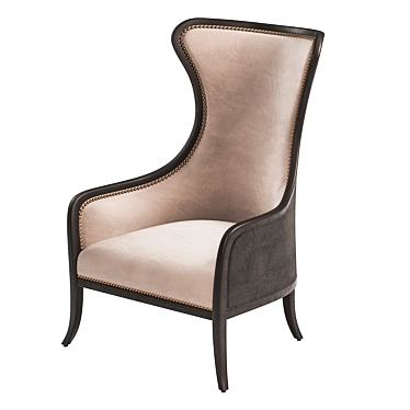 Zander Wing Chair: Elegant Linen Upholstery & Handapplied Weathered Black Finish 3D model image 1 